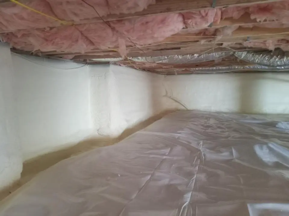 Crawl space encapsulation with closed-cell spray foam for Roof Leak Repair in Norwood